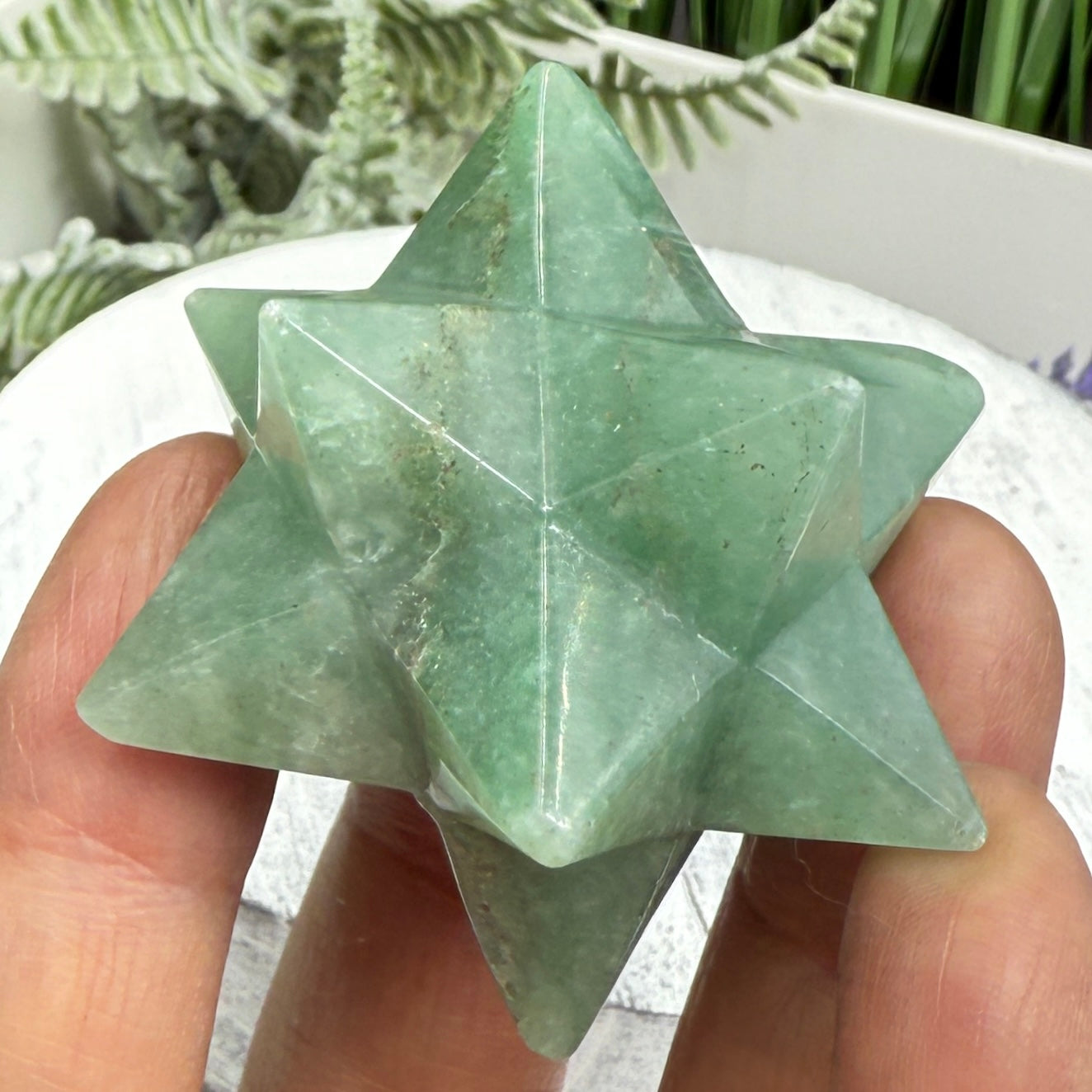 Green Aventurine Merkabah Stone of Opportunity Crystal Carving 76g