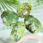 Prehnite with Epidote Palm Stones Worry Crystals YOU CHOOSE