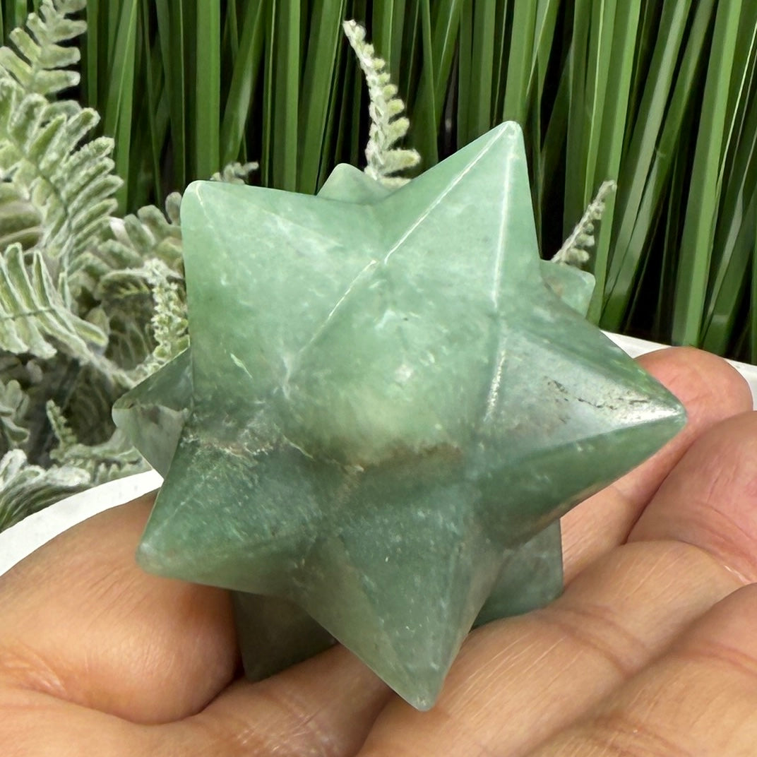Green Aventurine Merkabah Stone of Opportunity Crystal Carving 76g