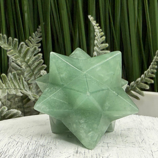 Green Aventurine Merkabah Stone of Opportunity Crystal Carving 80g