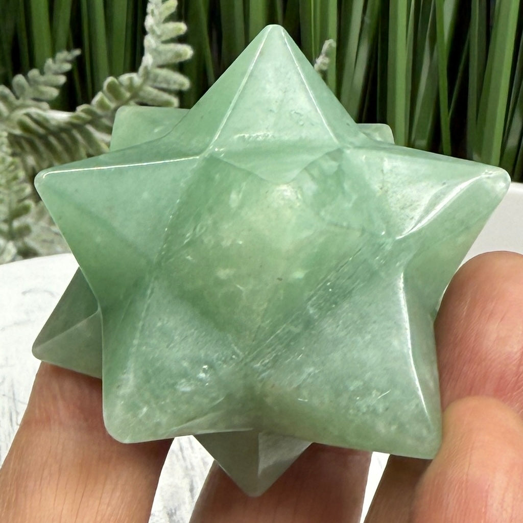 Green Aventurine Merkabah Stone of Opportunity Crystal Carving 80g