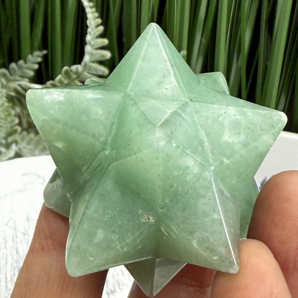 Green Aventurine Merkabah Stone of Opportunity Crystal Carving 80g