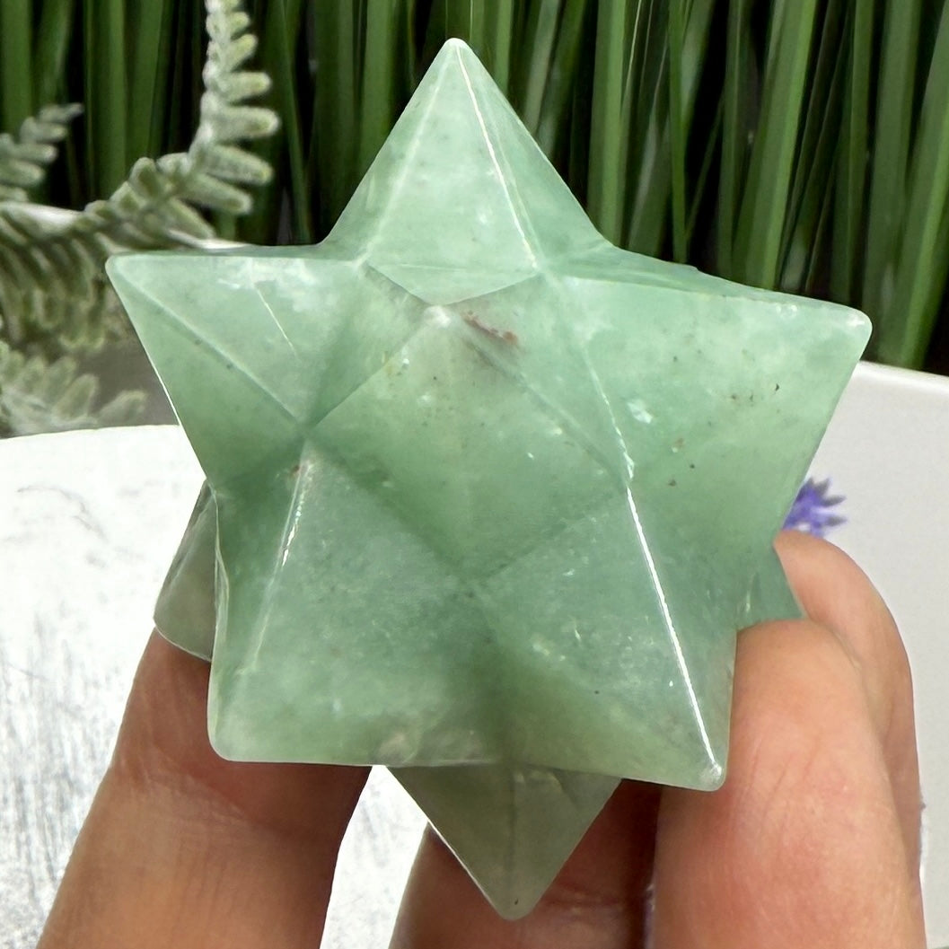 Green Aventurine Merkabah Stone of Opportunity Crystal Carving 80g