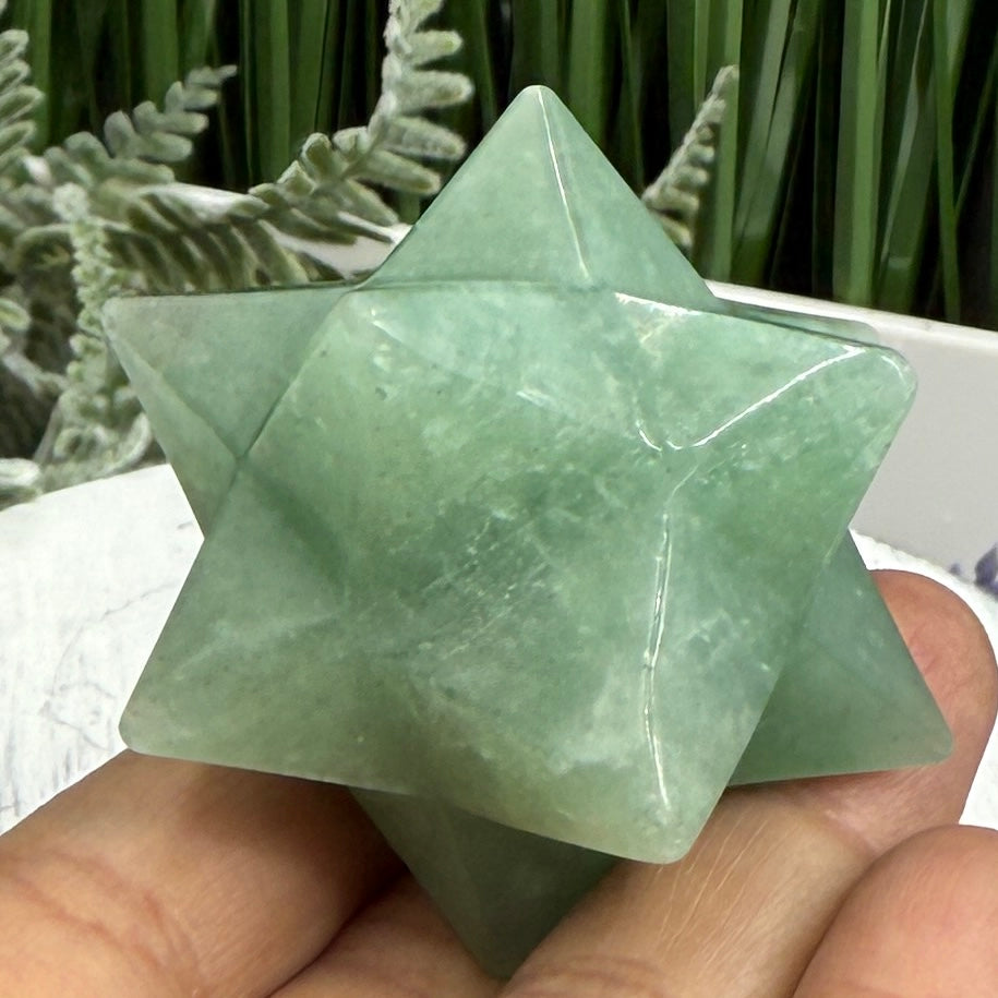 Green Aventurine Merkabah Stone of Opportunity Crystal Carving 80g