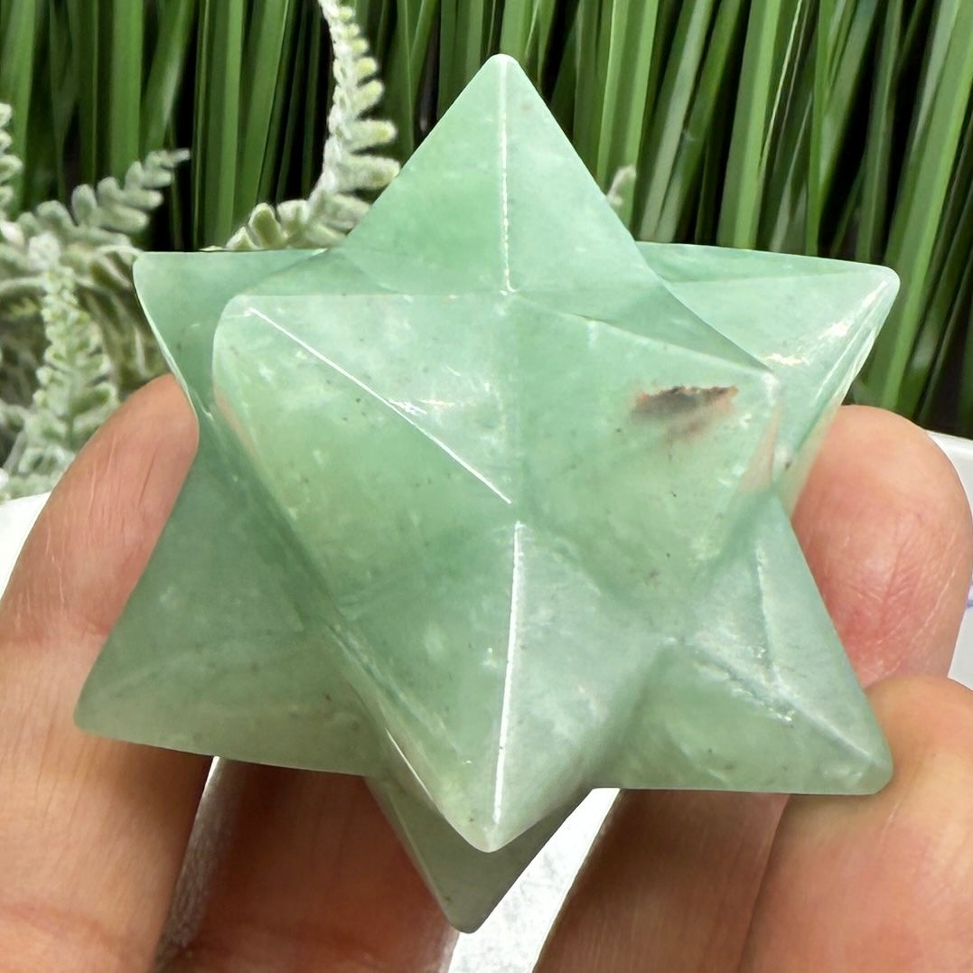Green Aventurine Merkabah Stone of Opportunity Crystal Carving 80g