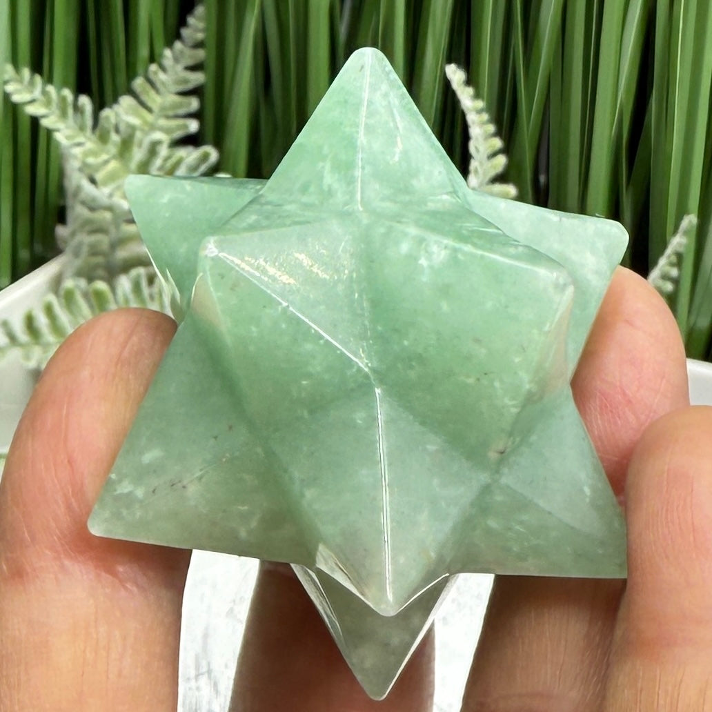 Green Aventurine Merkabah Stone of Opportunity Crystal Carving 80g