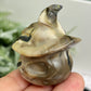 Volcanic Agate Halloween Pumpkin Witches Hat UV Reactive Crystal 64g