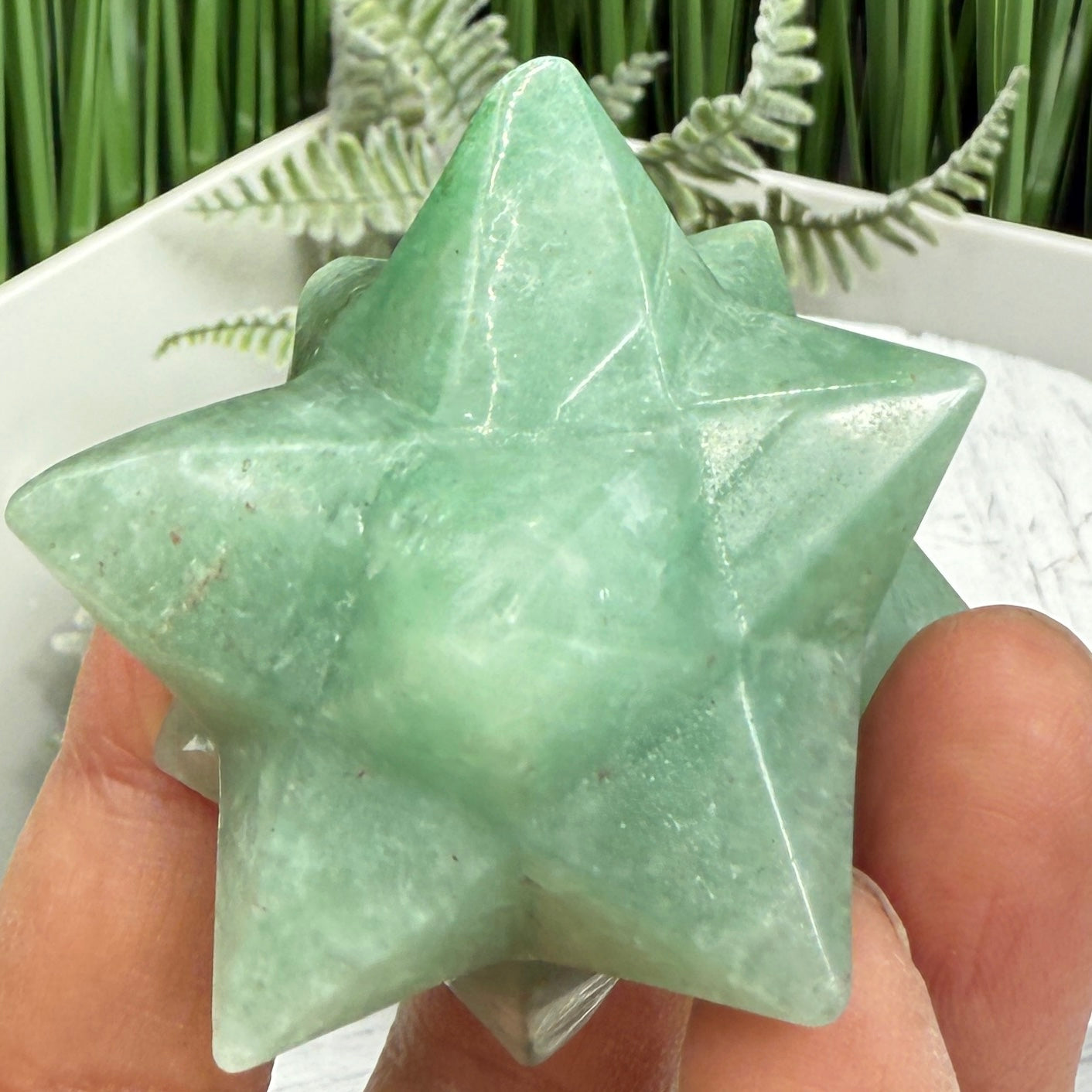 Green Aventurine Merkabah Stone of Opportunity Crystal Carving 84g