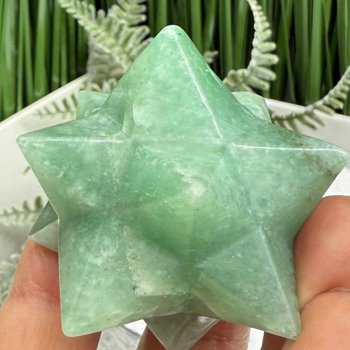 Green Aventurine Merkabah Stone of Opportunity Crystal Carving 84g