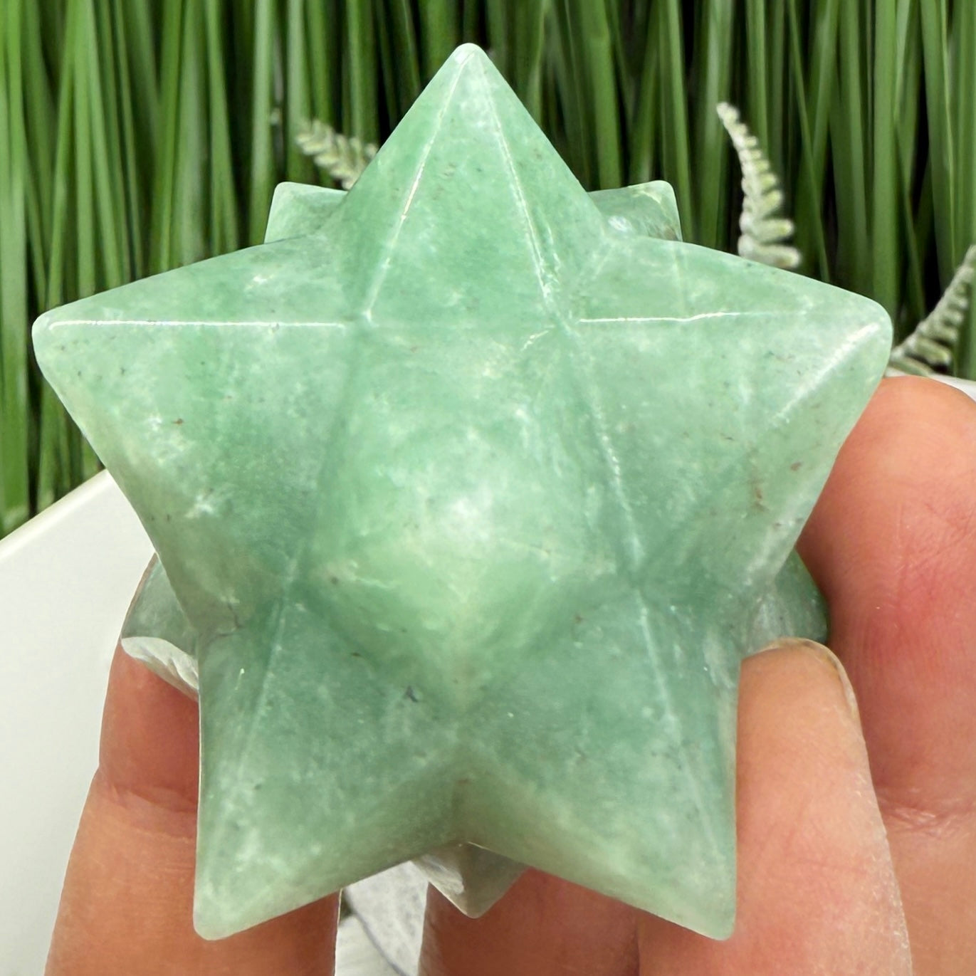 Green Aventurine Merkabah Stone of Opportunity Crystal Carving 84g