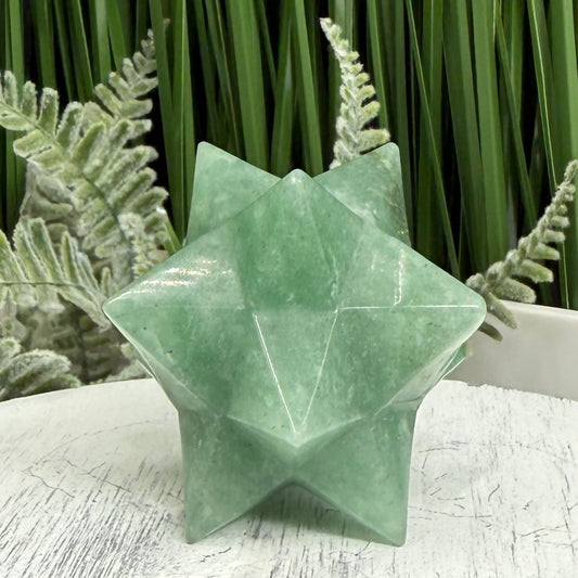 Green Aventurine Merkabah Stone of Opportunity Crystal Carving 84g