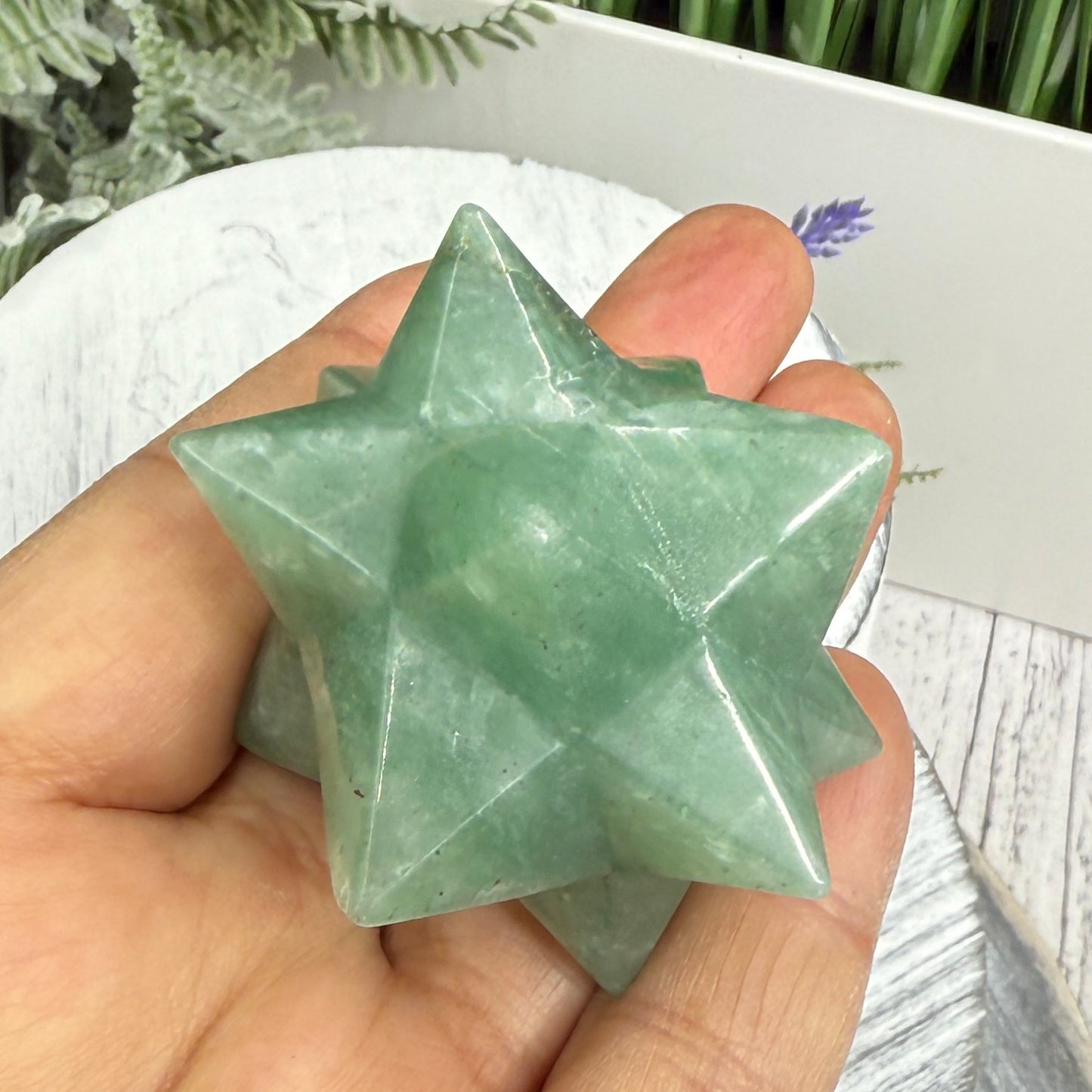Green Aventurine Merkabah Stone of Opportunity Crystal Carving 84g
