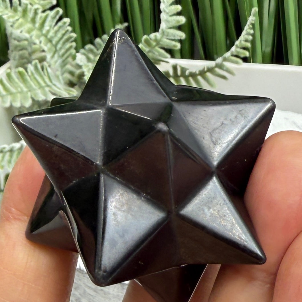 Golden Black Obsidian Merkabah Crystal Carving 71g