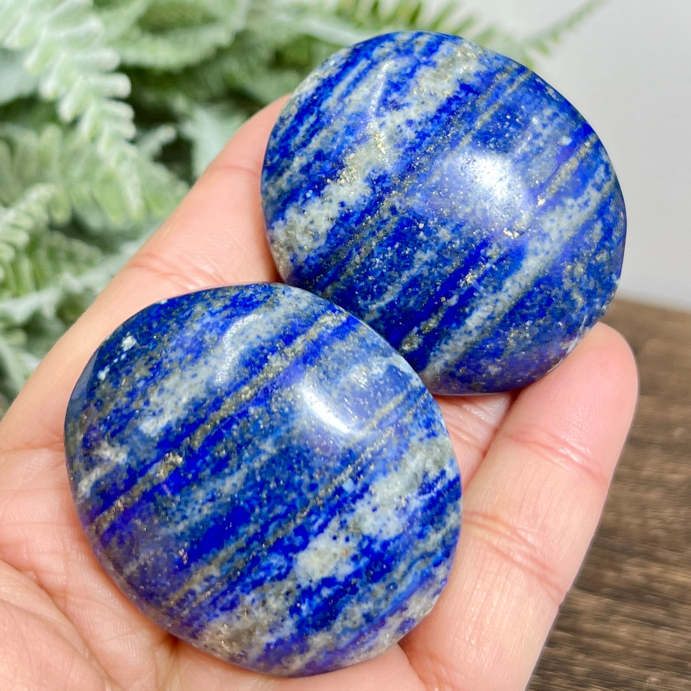 Lapis Lazuli With Pyrite Palm Stones Worry Meditation Crystals YOU CHOOSE