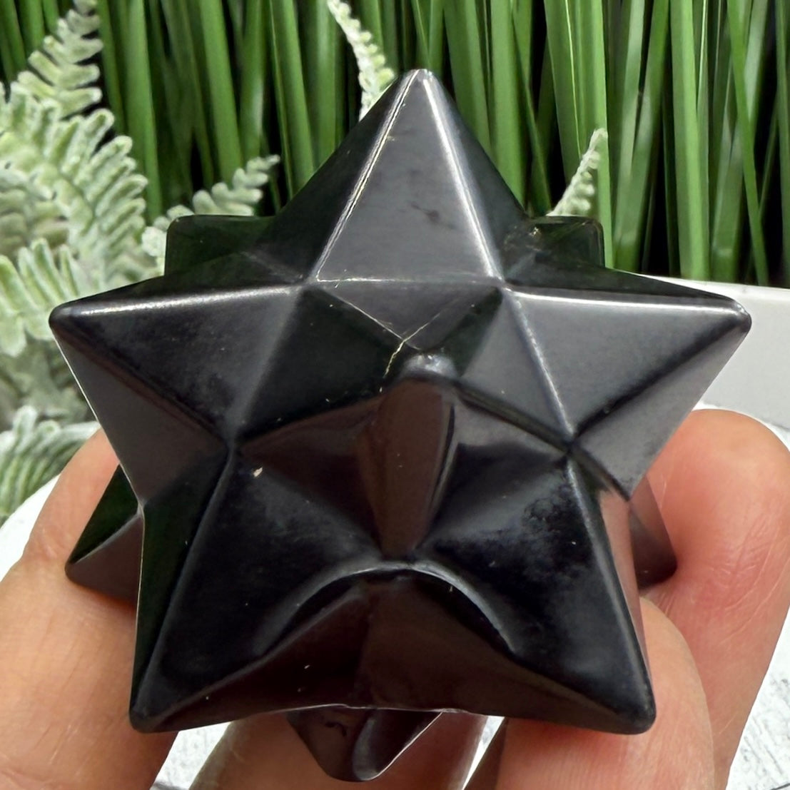 Golden Black Obsidian Merkabah Crystal Carving 71g