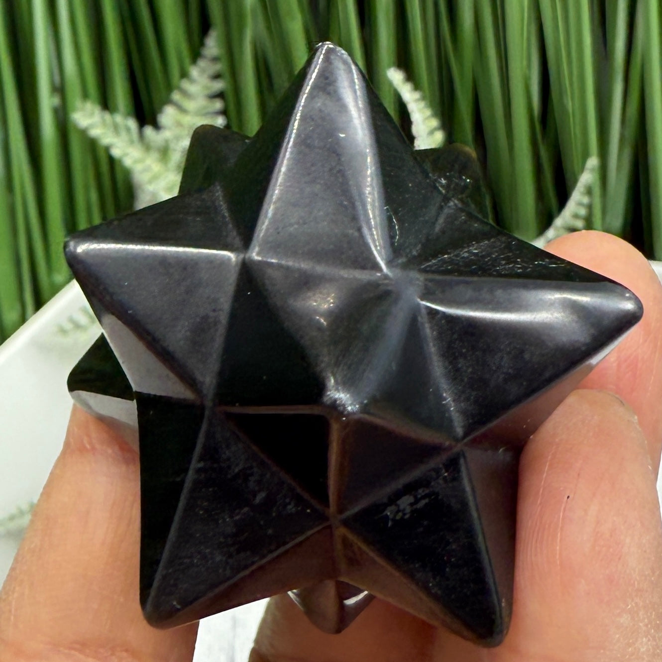 Golden Black Obsidian Merkabah Crystal Carving 71g