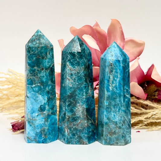 Blue Apatite Points Towers Crystal Generator YOU CHOOSE