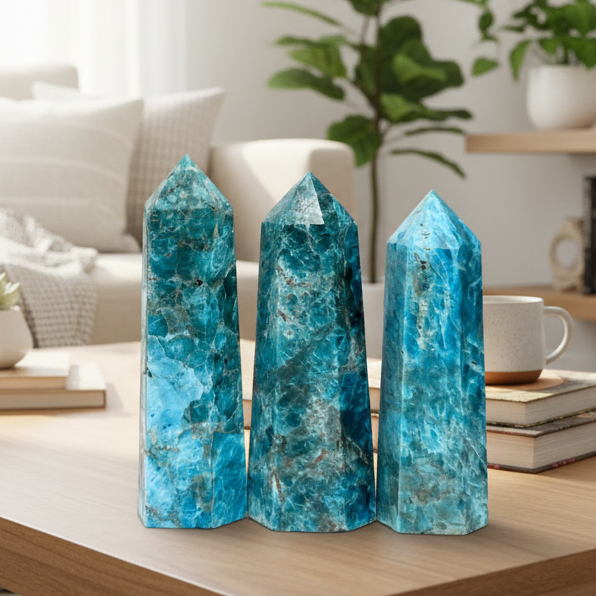 Blue Apatite Points Towers Crystal Generator YOU CHOOSE