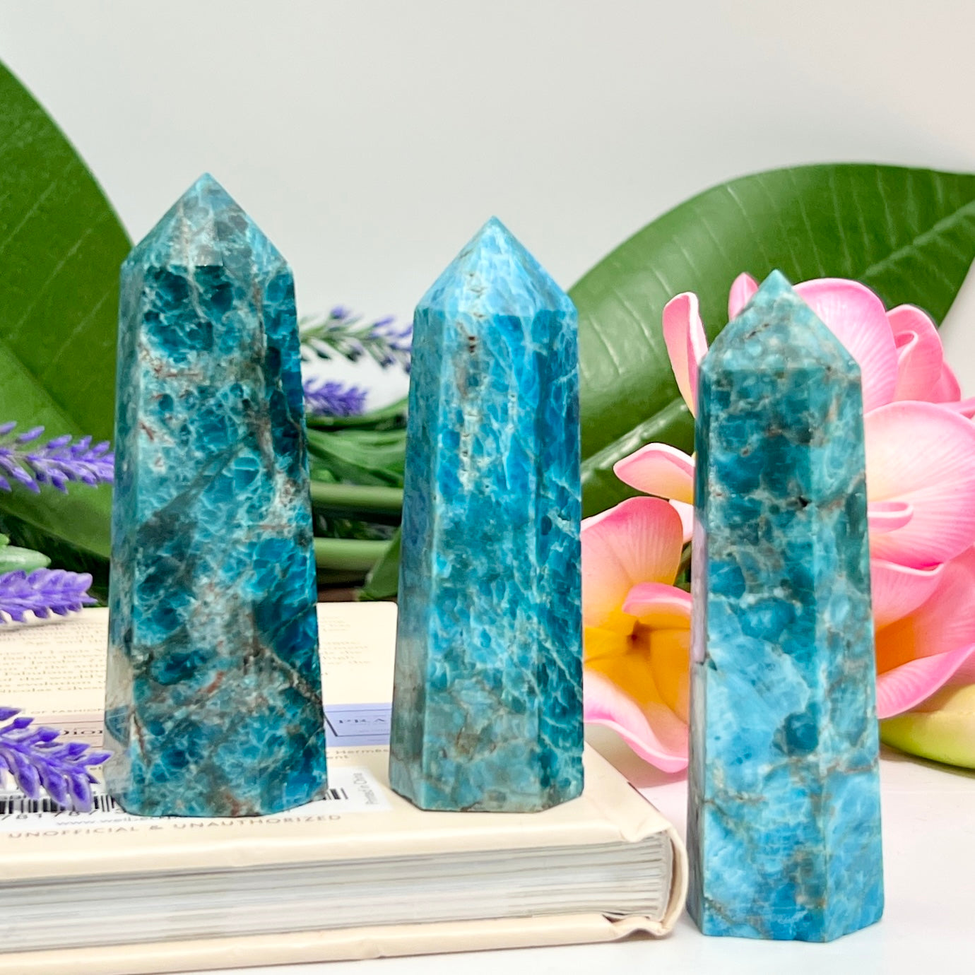 Blue Apatite Points Towers Crystal Generator YOU CHOOSE