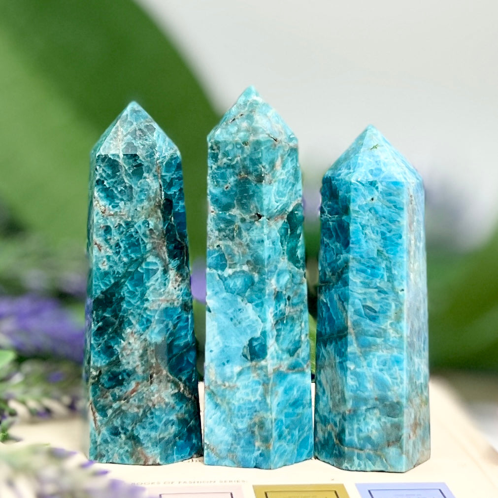 Blue Apatite Points Towers Crystal Generator YOU CHOOSE