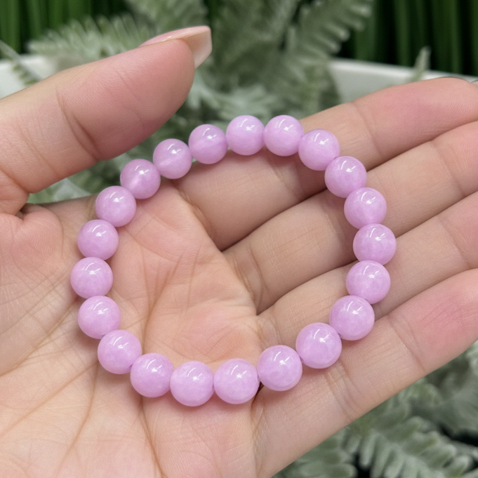 Kunzite Bracelets Elastic Wearable Crystal Gemstone 8-9mm Bead Size 16cm