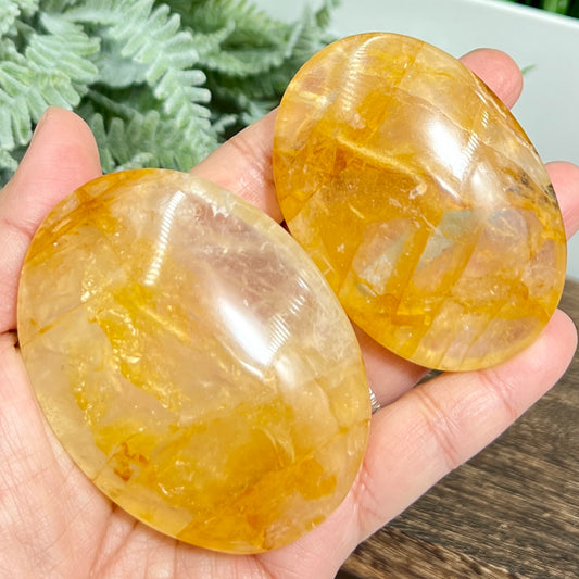 Golden Healer Quartz Palm Stones Worry Meditation Crystals YOU CHOOSE