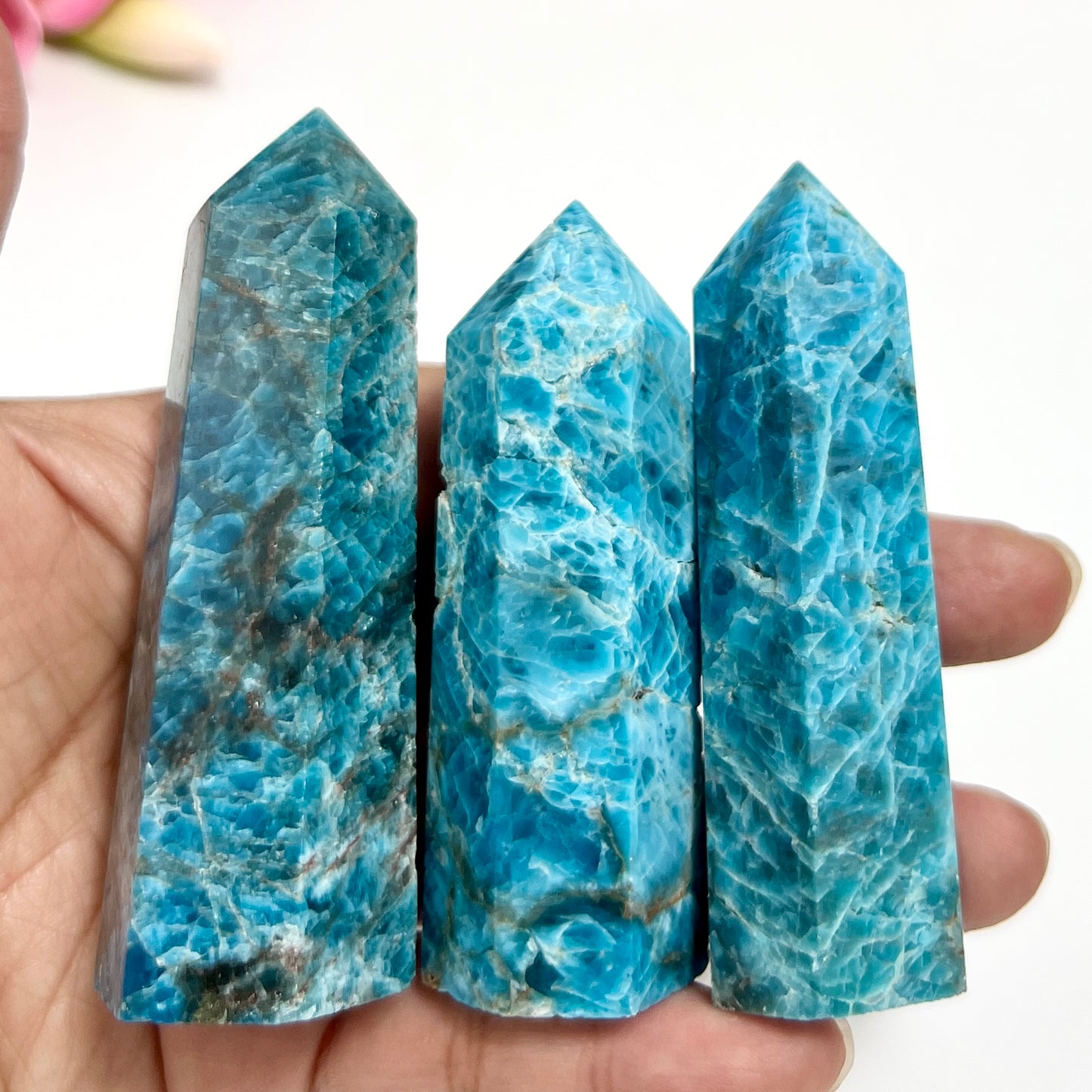 Blue Apatite Points Towers Crystal Generator YOU CHOOSE