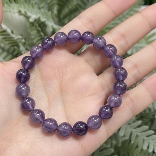 Lepidolite Purple Mica Crystals Bracelets Wearable Gemstones Elastic 7-8mm Beads 16cm