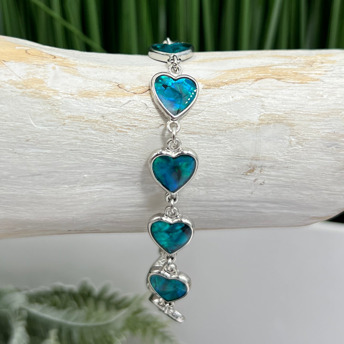Abalone Shell Heart Shaped Bracelet Wearable Crystals Gemstones 20cm
