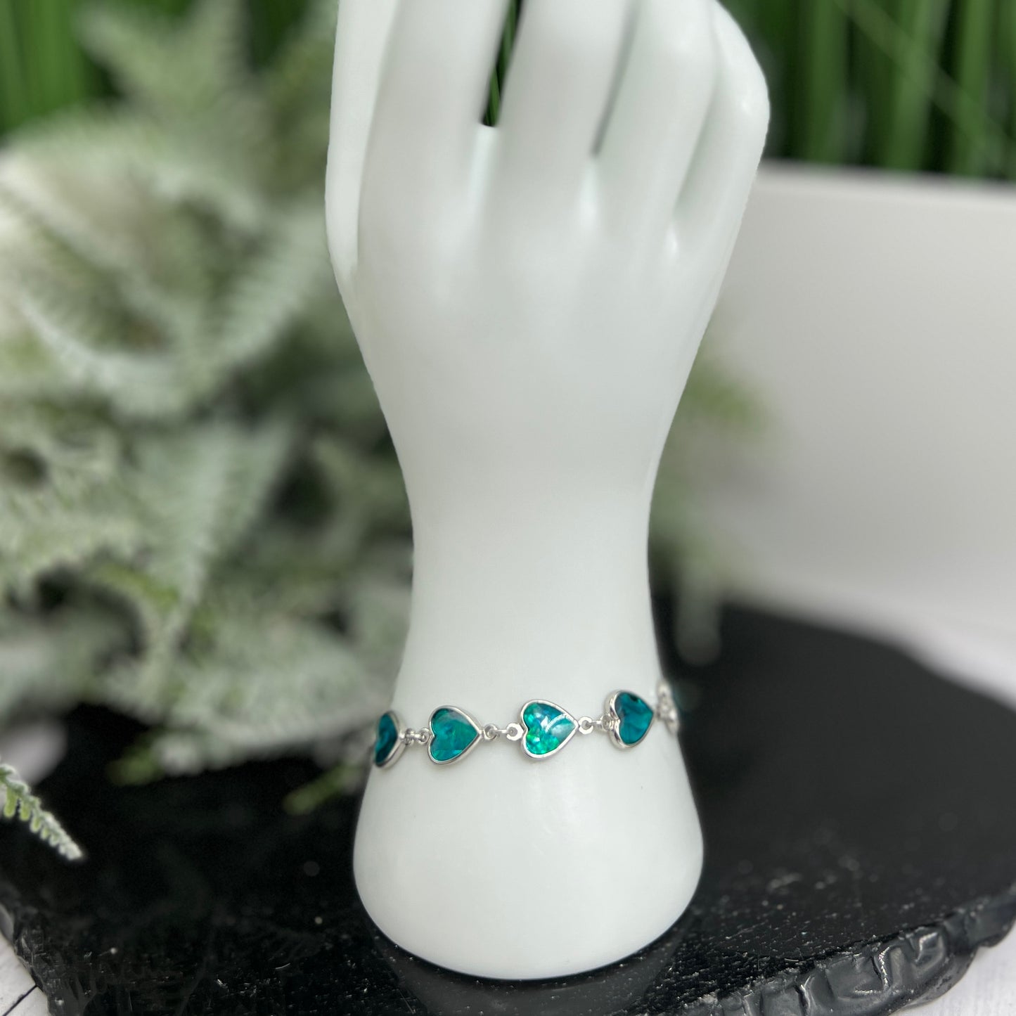 Abalone Shell Heart Shaped Bracelet Wearable Crystals Gemstones 20cm