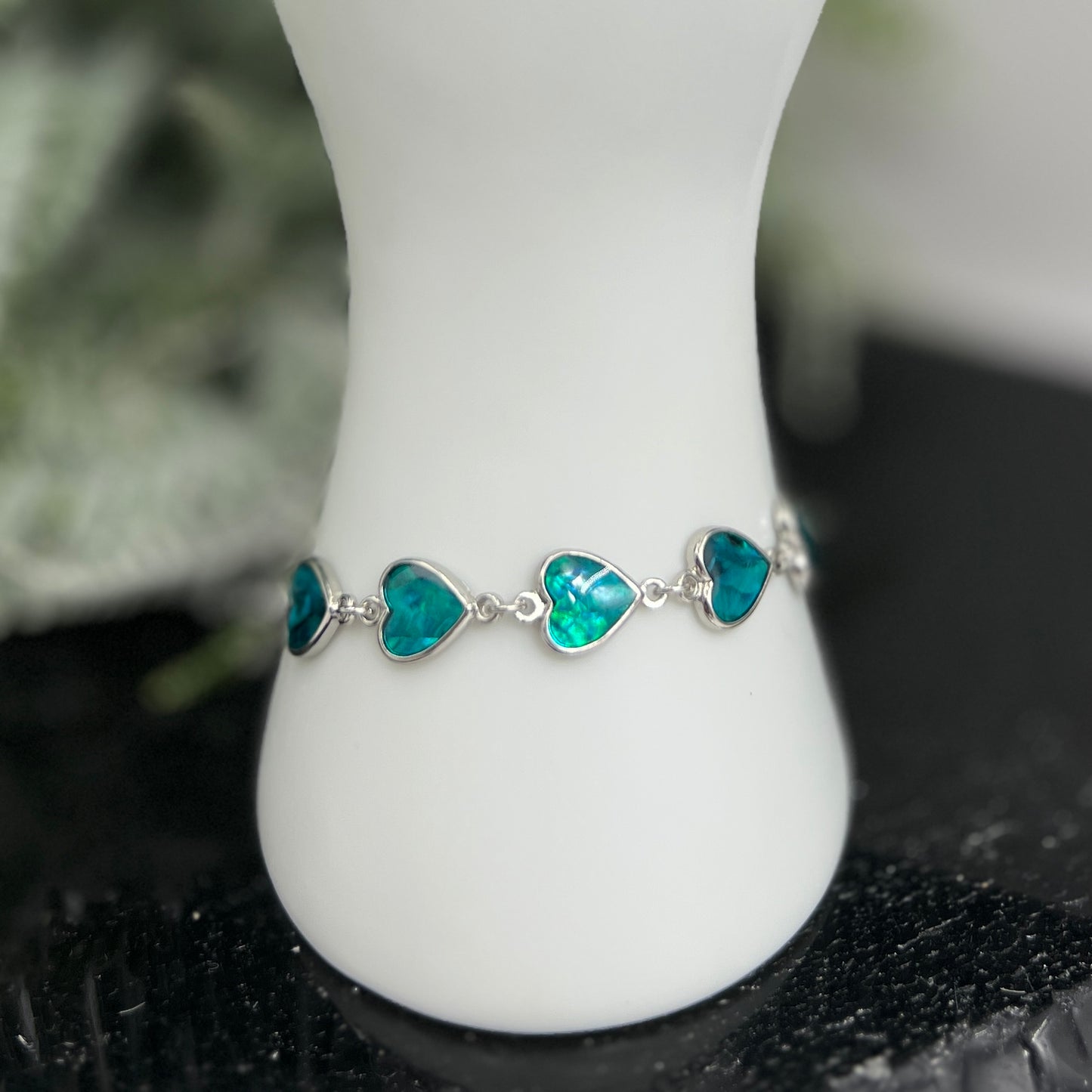 Abalone Shell Heart Shaped Bracelet Wearable Crystals Gemstones 20cm