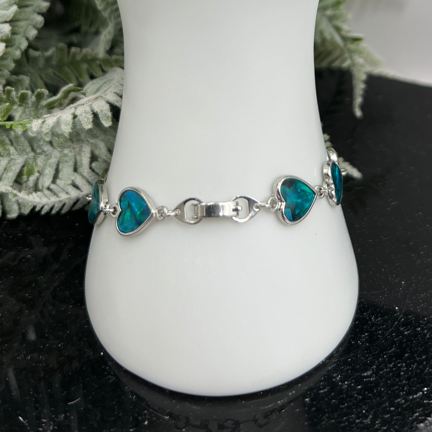 Abalone Shell Heart Shaped Bracelet Wearable Crystals Gemstones 20cm