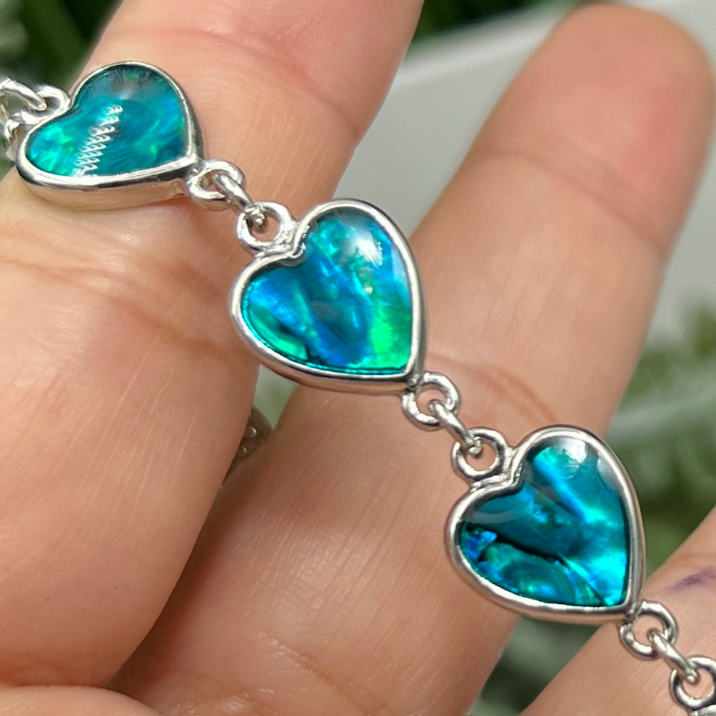Abalone Shell Heart Shaped Bracelet Wearable Crystals Gemstones 20cm