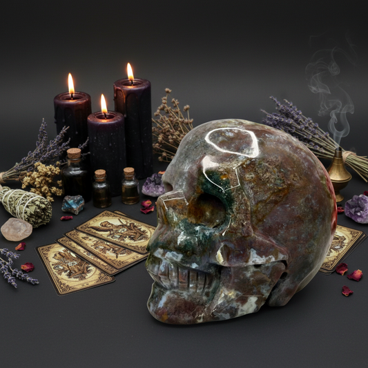 Ocean Sea Jasper Skull Crystal Skull Carving 972g