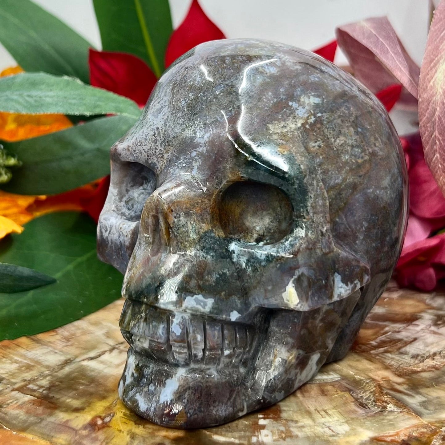 Ocean Sea Jasper Skull Crystal Skull Carving 972g