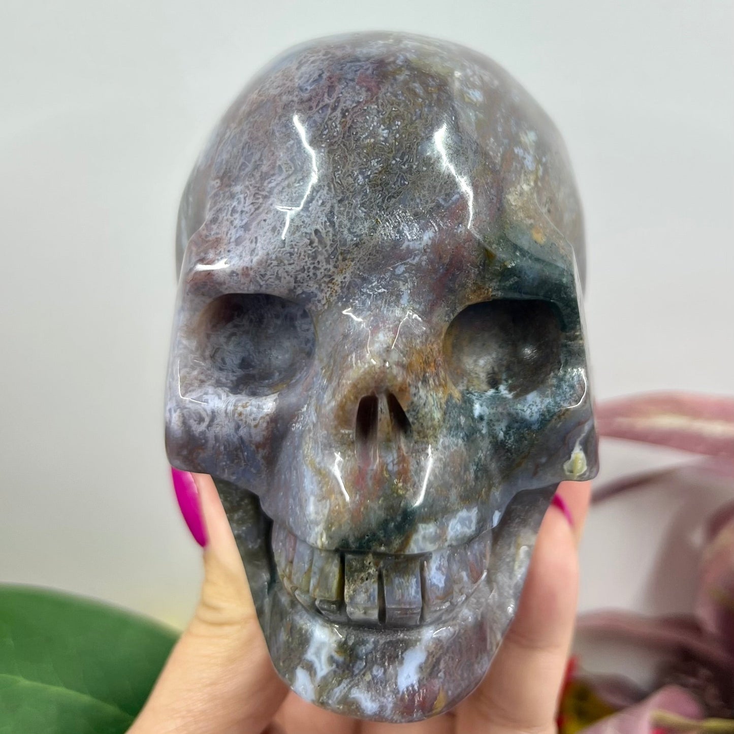 Ocean Sea Jasper Skull Crystal Skull Carving 972g