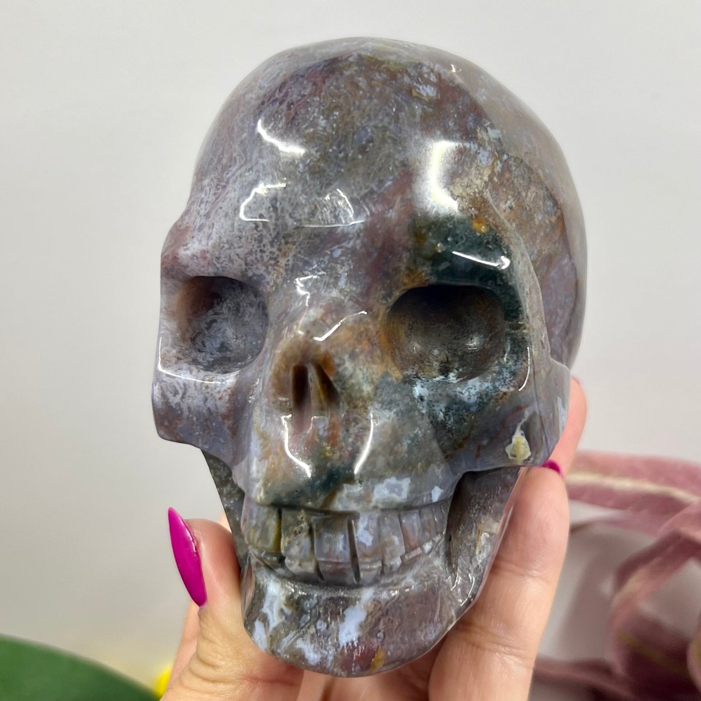 Ocean Sea Jasper Skull Crystal Skull Carving 972g