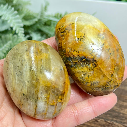 Dendritic Golden Healer Quartz Palm Stones Worry Crystals YOU CHOOSE