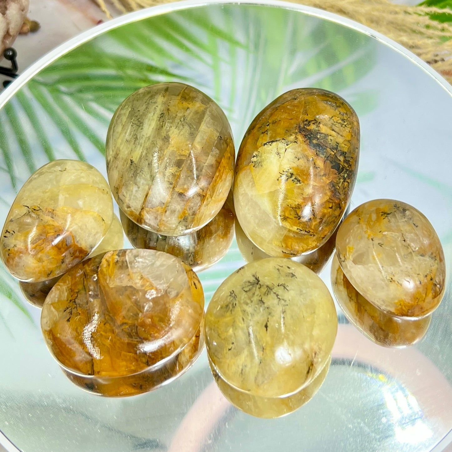 Dendritic Golden Healer Quartz Palm Stones Worry Crystals YOU CHOOSE