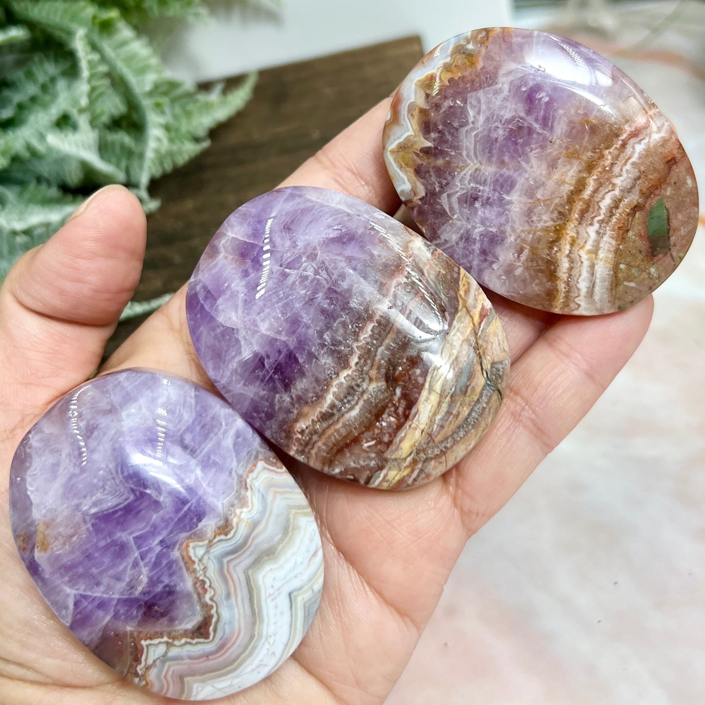 Amethyst with Mexican Lace Agate Palm Stone Crystal YOU CHOOSE