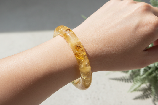 Golden Healer Quartz Bangle Gemstone Jewellery Wearable Crystal 60mm Diameter