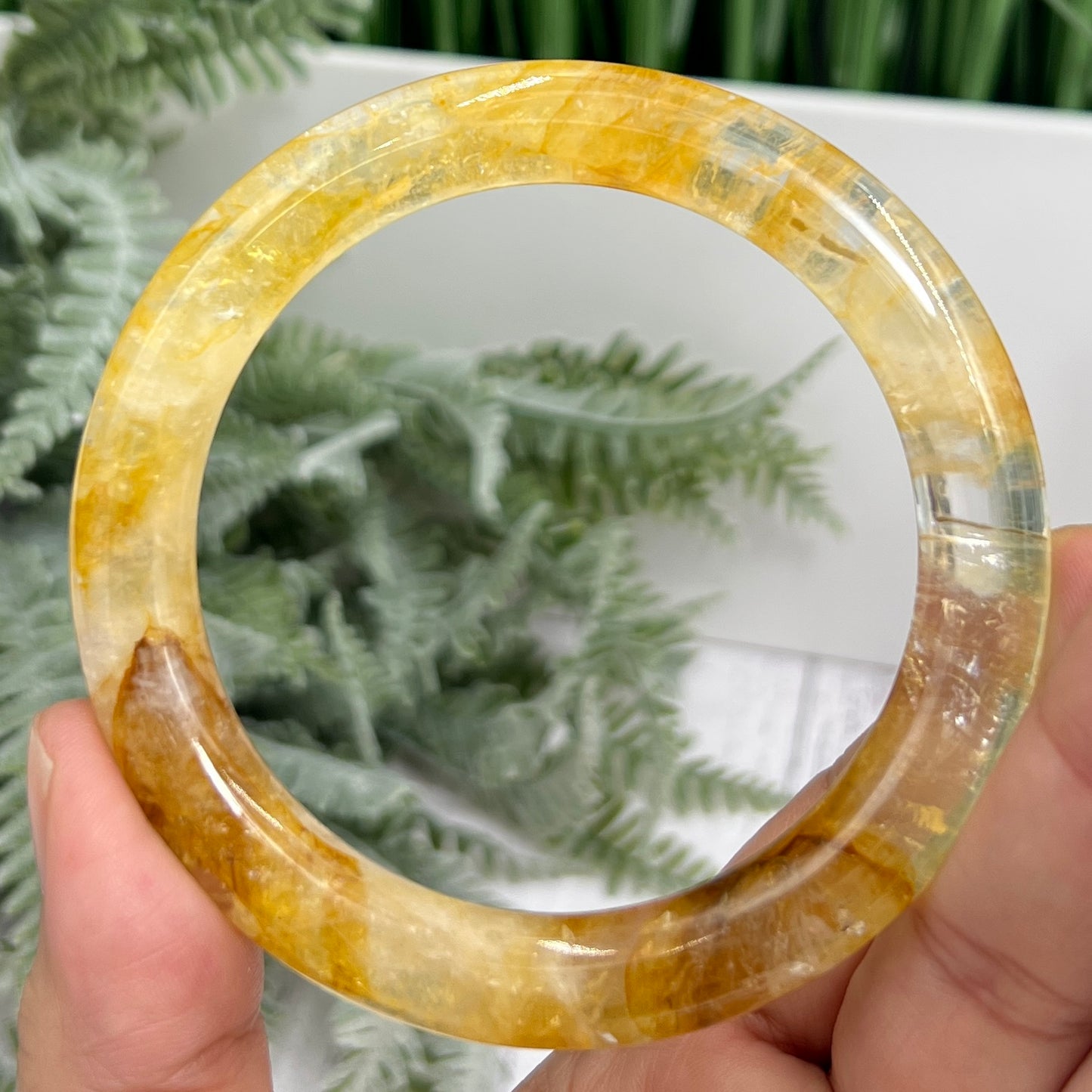 Golden Healer Quartz Bangle Gemstone Jewellery Wearable Crystal 60mm Diameter