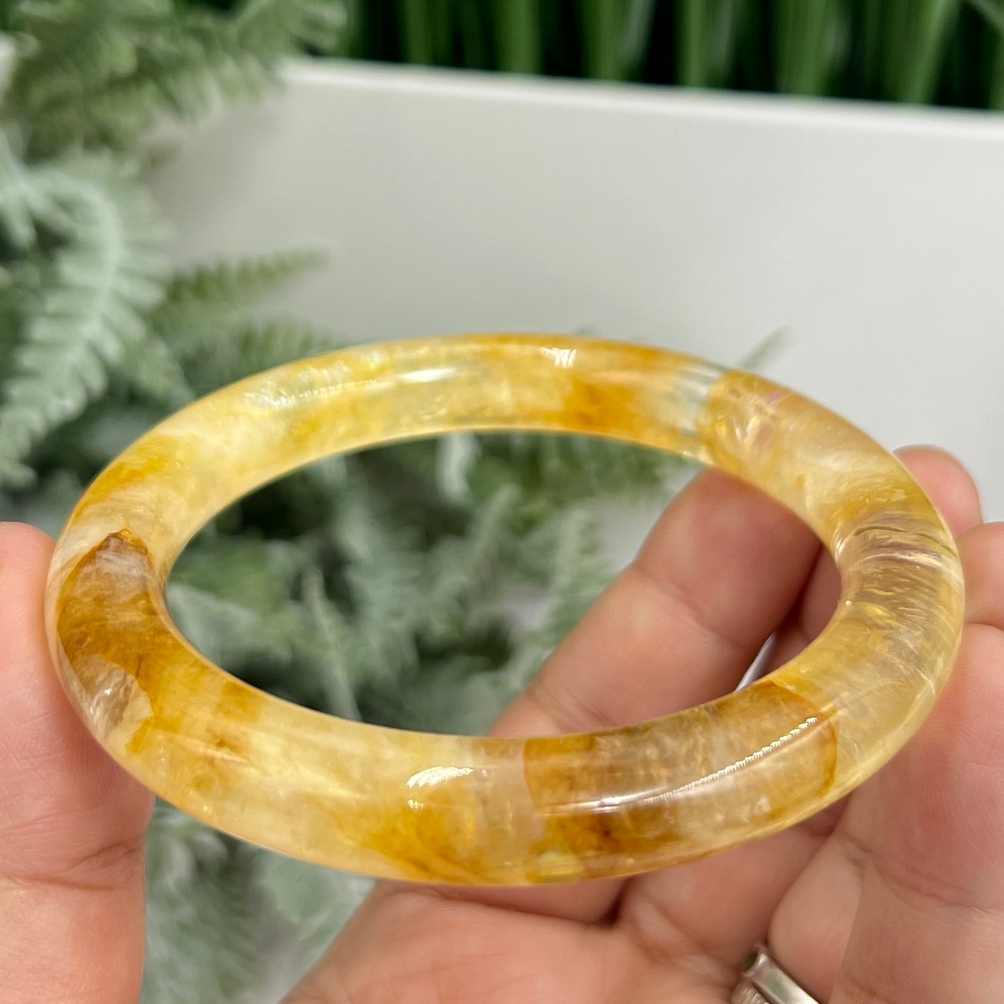Golden Healer Quartz Bangle Gemstone Jewellery Wearable Crystal 60mm Diameter
