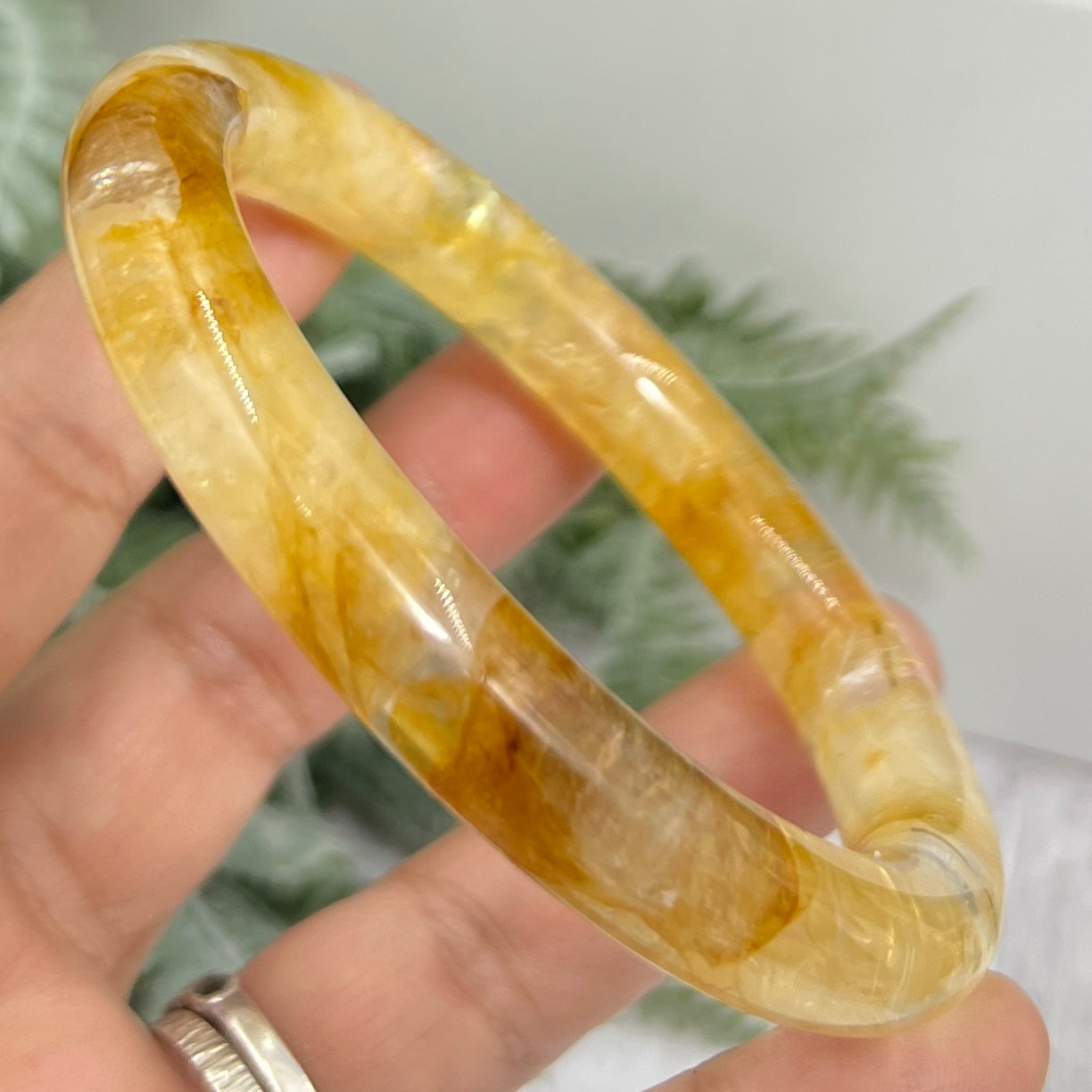Golden Healer Quartz Bangle Gemstone Jewellery Wearable Crystal 60mm Diameter