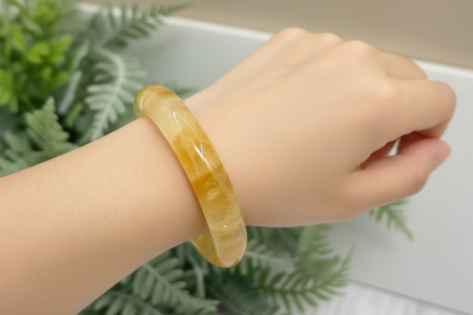 Golden Healer Quartz Bangle Gemstone Jewellery Wearable Crystal 60mm Diameter