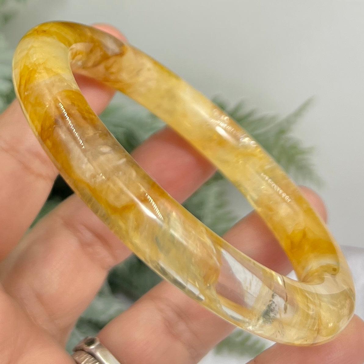 Golden Healer Quartz Bangle Gemstone Jewellery Wearable Crystal 60mm Diameter