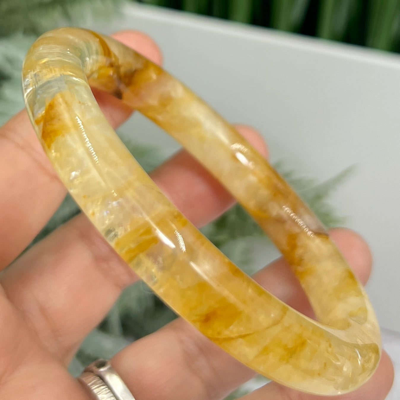Golden Healer Quartz Bangle Gemstone Jewellery Wearable Crystal 60mm Diameter