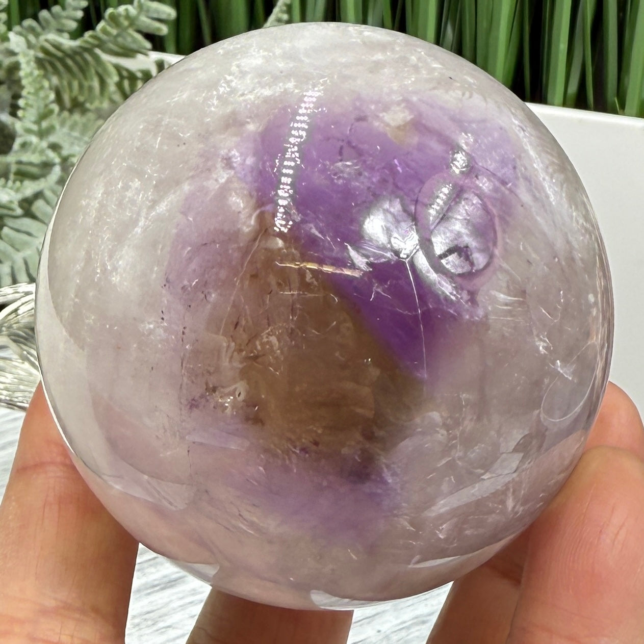 Ametrine Quartz Sphere Amethyst with Citrine Natural Crystal Ball 360g 64mm