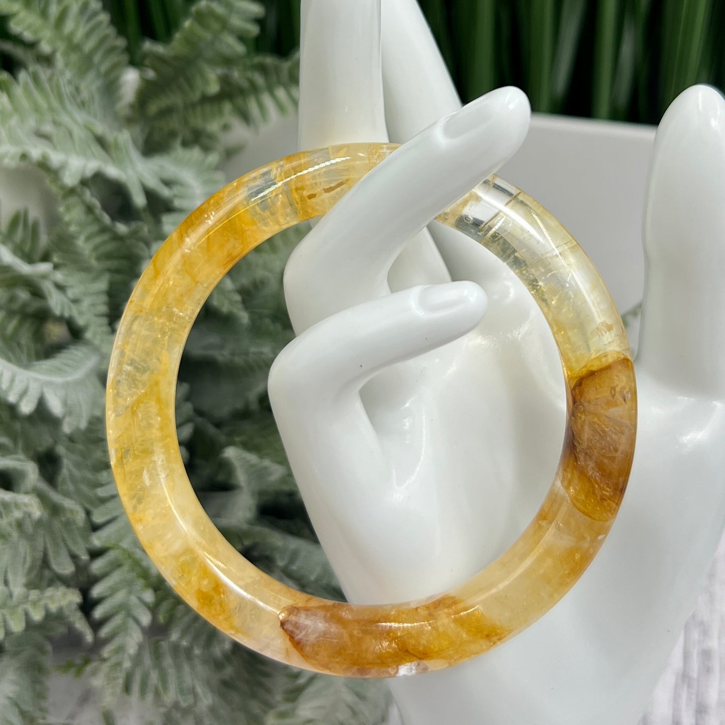 Golden Healer Quartz Bangle Gemstone Jewellery Wearable Crystal 60mm Diameter