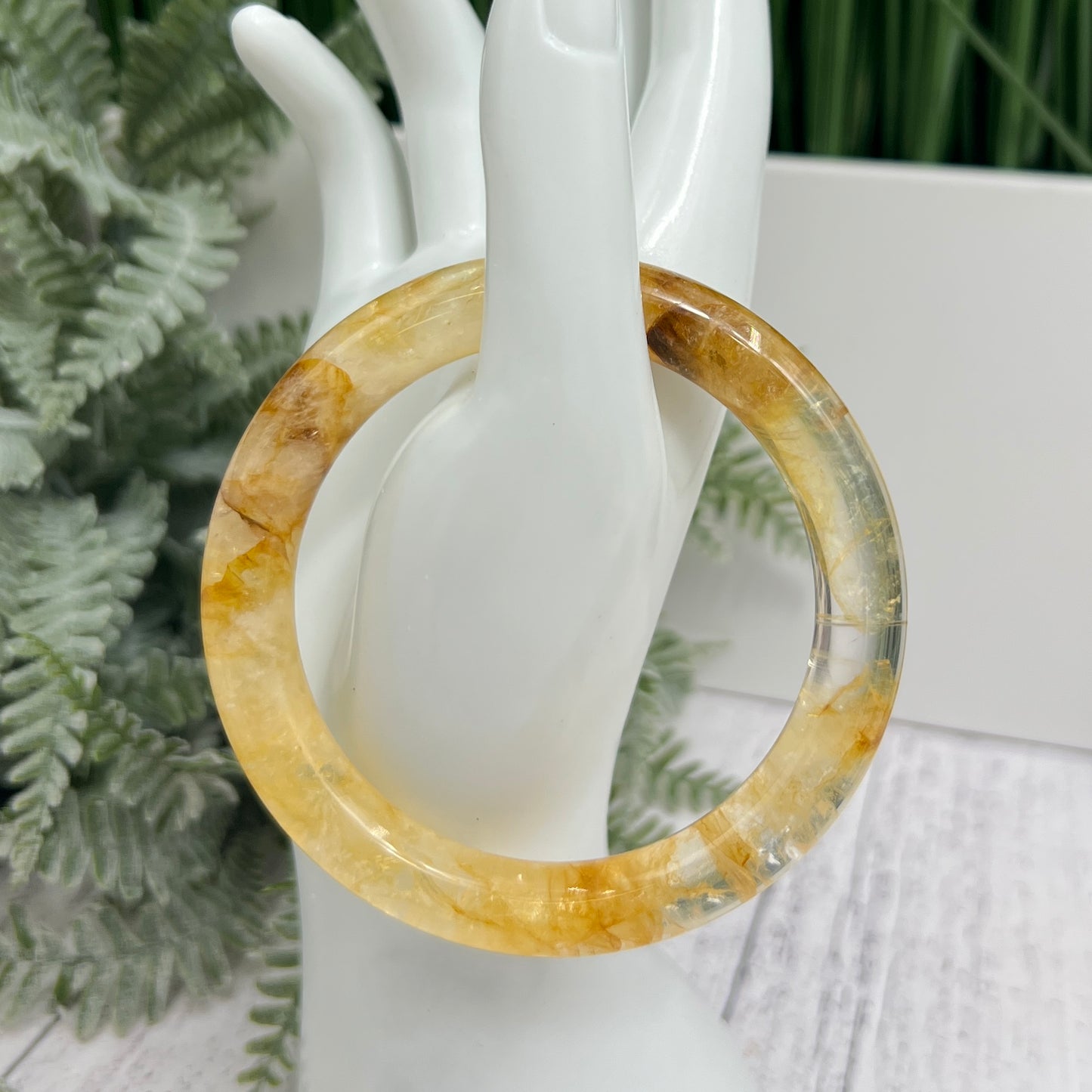 Golden Healer Quartz Bangle Gemstone Jewellery Wearable Crystal 60mm Diameter